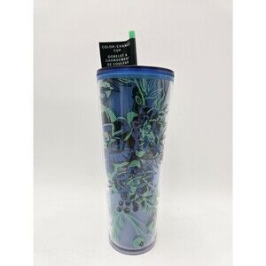 NEW Starbucks Holiday 2022 Flowers Color Change Venti Tumbler Blue Green
